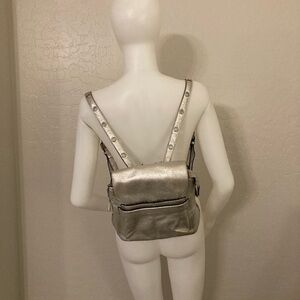 Sam Edelman Silver Metallic Faux Leather Backpack